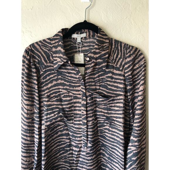 NWT Joie Zebra Talma Long Sleeve Mini Shift Shirt Dress - Picture 3 of 6